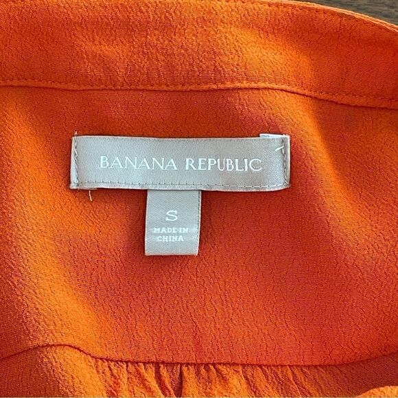 🍋 Banana Republic • Women’s Burnt Orange 3/4Sleeve Blouse w/Gold Buttons Size S - Picture 9 of 12